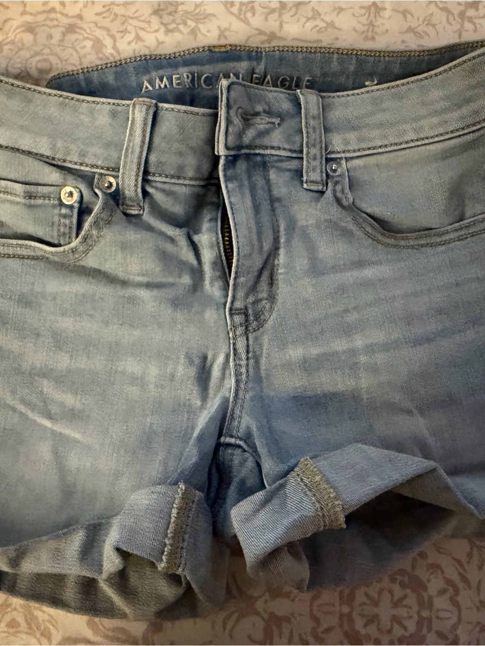 American Eagle Outfitters Light Blue Denim Shorts with Button Fly